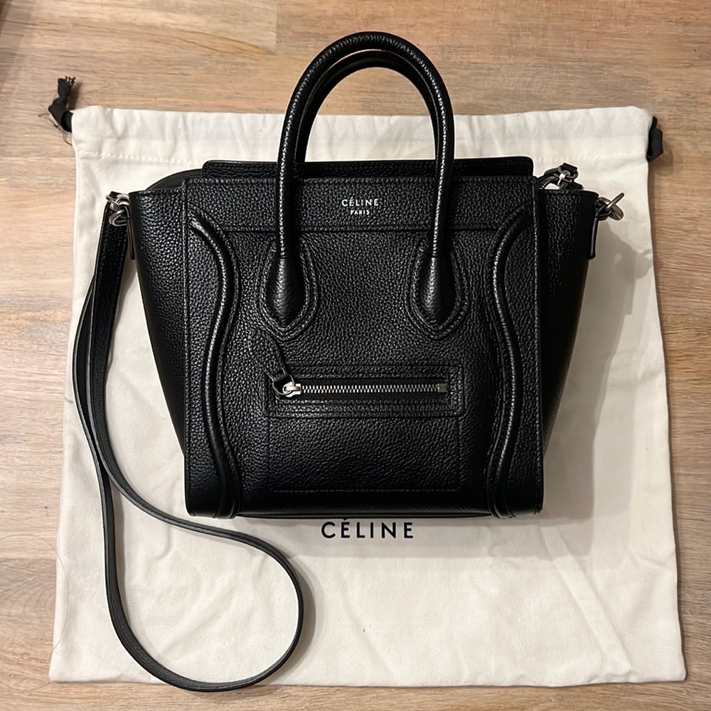 SOLD Celine Drummed Calfskin Nano Luggage (Black)